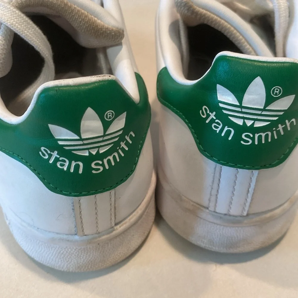 ADIDAS STAN SMITH LEATHER COURT SNEAKER LOW TOP ATHLEISURE WHITE GREEN SZ 4 EU36